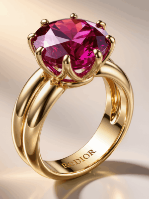 Gold Rubi Solitário ring