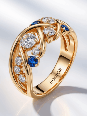 Unique Gold blue ring Rodior