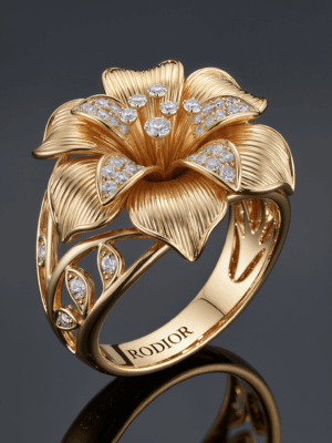 Gold Diamand flower ring