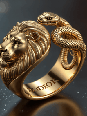 Luxury king ring Lion and snake